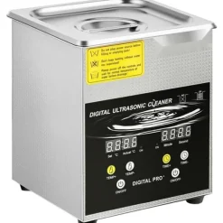 Ultraljudsrengöringsmaskin 2L för smycken, rostfritt stål, effektiv rengöring, kompakta mått