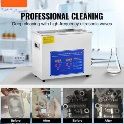 Ultraljudsrengöringsmaskin SM® - 6L, 240V, 200W, rostfritt stål, silver, för glasögon, smycken, proteser