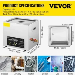Ultraljudstvätt, 40kHz ultraljudsfrekvens, hållbar rostfri stål,10L