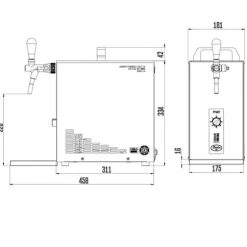 Underräknare komplett set, Öltapp, PYGMY 25 LE, 1-sidigt torrkylare, 30 liter / h, inkl dispenser, Green Line, KEG:NC Adapter