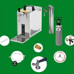 Underräknare komplett set, Öltapp, PYGMY 25 LE, 1-sidigt torrkylare, 30 liter / h, inkl dispenser, Green Line, KEG:Type A