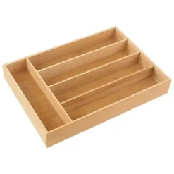 Upphällning för köksredskap i naturligt bambu med 5 fack, Cheffinger, ljusbrun