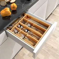 Upphällning för köksredskap i naturligt bambu med 5 fack, Cheffinger, ljusbrun