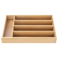 Upphällning för köksredskap i naturligt bambu med 5 fack, Cheffinger, ljusbrun