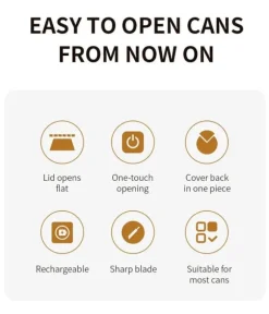 Uppladdningsbar elektrisk burkeöppnare, enkel slät kant händer fria med magnetisk täckningsfångst för kök och seniorer Artrit