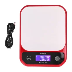 USB-laddningsvåg Vattentät köksvåg för bakning och mat Elektrisk viktmätning Röd 10kg/1g