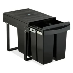 Utdragbar avfallsbehållare, 41,3x34x51,8 cm, Svart