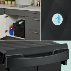 Utdragbar avfallsbehållare, 41,3x34x51,8 cm, Svart