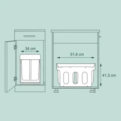 Utdragbar avfallsbehållare, 41,3x34x51,8 cm, Svart