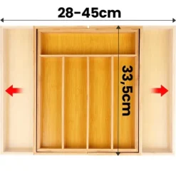 Utdragbar besticklåda i bambu 35,5-54,5x45,5 cm