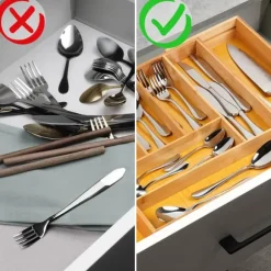 Utdragbar besticklåda i bambu 35,5-54,5x45,5 cm