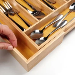 Utdragbar besticklåda i bambu 35,5-54,5x45,5 cm
