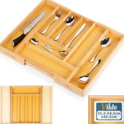 Utdragbar besticklåda i bambu 35,5-54,5x45,5 cm