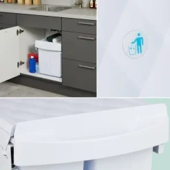 Utdragbar soptunna, 41,3x34x51,8 cm, Vit