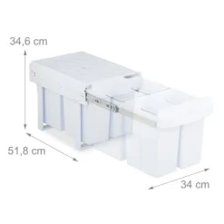 Utdragbar soptunna, 41,3x34x51,8 cm, Vit