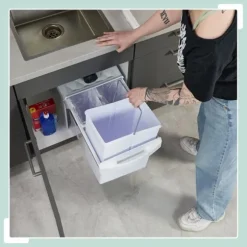 Utdragbar soptunna, 41,3x34x51,8 cm, Vit