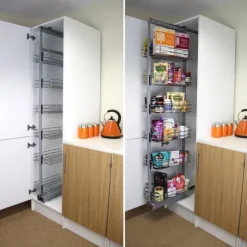 Utdragbart Köksskafferi med Justerbar Höjd– 46 cm (D) x 170-195 cm (H) | Mjuk stängning | MonsterShop