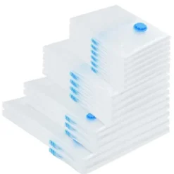 Vakuumförvaringspåsar 15 pcs Transparent och blå 130 x 100 cm