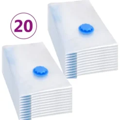 Vakuumpåsar för kläder - Komprimerad förvaring 20 st | Storlek: 60x40 cm | Vattentät och återanvändbar