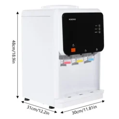 Vattendispenser, bordsmodell, 500W varm och kall, säkerhetslås, enkel användning, för hem/kontor, vit