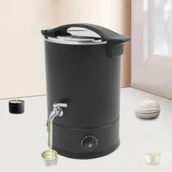 Vaxsmältare för ljustillverkning - Elektrisk vaxgryta 12 l - 1800 W - SUS304 rostfritt stål - Justerbar 30–110°C - Spänning 220–240 V, 50 Hz - Svart | CDON