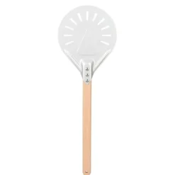 Verktygsset för pizzatillverkning - Rund pizzaspatel med avtagbart trähandtag (9 tum)