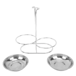 Vertikal soppslevhållare Skedstöd i rostfritt stål Lättåtkomlig köksredskap Stativ för köksredskap Hot Pot Silver med 2 tallrikar