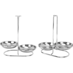 Vertikal soppslevhållare Skedstöd i rostfritt stål Lättåtkomlig köksredskap Stativ för köksredskap Hot Pot Silver med 2 tallrikar