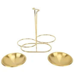 Vertikal soppslevhållare Skedstöd rostfritt stål Enkel åtkomst Köksredskap Stativ för kök Kökskärl Hot Pot Golden med 2 tallrikar