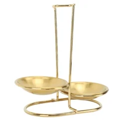 Vertikal soppslevhållare Skedstöd rostfritt stål Enkel åtkomst Köksredskap Stativ för kök Kökskärl Hot Pot Golden med 2 tallrikar