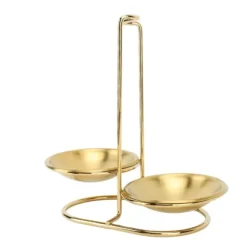 Vertikal soppslevhållare Skedstöd rostfritt stål Enkel åtkomst Köksredskap Stativ för kök Kökskärl Hot Pot Golden med 2 tallrikar