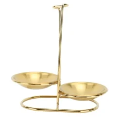 Vertikal soppslevhållare Skedstöd rostfritt stål Enkel åtkomst Köksredskap Stativ för kök Kökskärl Hot Pot Golden med 2 tallrikar