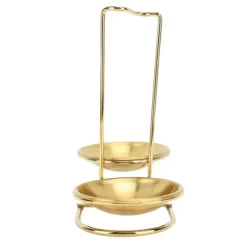 Vertikal soppslevhållare Skedstöd rostfritt stål Enkel åtkomst Köksredskap Stativ för kök Kökskärl Hot Pot Golden med 2 tallrikar