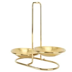 Vertikal soppslevhållare Skedstöd rostfritt stål Enkel åtkomst Köksredskap Stativ för kök Kökskärl Hot Pot Golden med 2 tallrikar