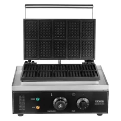 Våffeljärn, 10 rektangulär kommersiell våffelbaker, 39x35.5x23 cm, silver, rostfritt stål