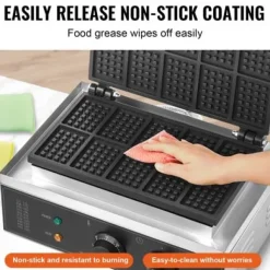 Våffeljärn, 10 rektangulär kommersiell våffelbaker, 39x35.5x23 cm, silver, rostfritt stål