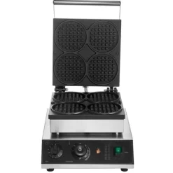 Våffelmaskin 4ST, Kommersiell Rund, 1750W, Non-stick, Snabb uppvärmning, Långvarig hållbarhet, Enkel rengöring