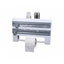 Vägghållare för plastfolie / aluminiumfolie & hushållspapper Vit/Grå