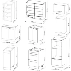 Vicco kök Fame-Line, Eksvart blank/vit, 280 cm, PT Marble