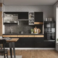 Vicco kök Fame-Line, Eksvart blank/vit, 280 cm, PT Marble