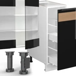 Vicco kök Fame-Line, Eksvart blank/vit, 280 cm, PT Marble