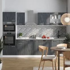 Vicco kök R-Line, betong svart/vit, 300 cm PT Ek