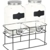vidaXL 2 st Dryckesdistributörer med stativ 2 x 4 L Glas