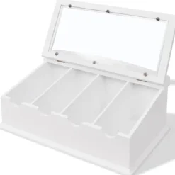 vidaXL Besticklåda MDF vit barockstil - Brickor för tallrikar och bestick