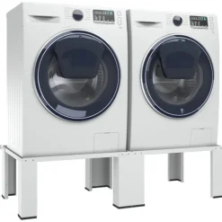 vidaXL Dubbel förhöjningssockel för tvättmaskin och torktumlare vit