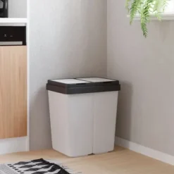 vidaXL Dubbel sophink vit 2x25 L - Soptunnor & papperskorgar