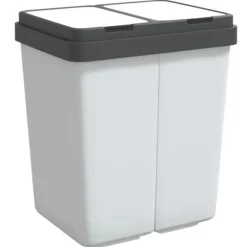 vidaXL Dubbel sophink vit 2x25 L - Soptunnor & papperskorgar