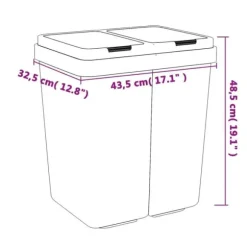 vidaXL Dubbel sophink vit 2x25 L - Soptunnor & papperskorgar
