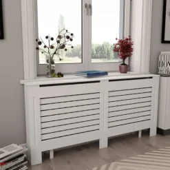 vidaXL Elementskydd 2 st vit 172x19x81,5 cm MDF - Tillbehör till värmeelement