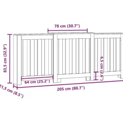 vidaXL Elementskydd vit 205x21,5x83,5 cm konstruerat trä